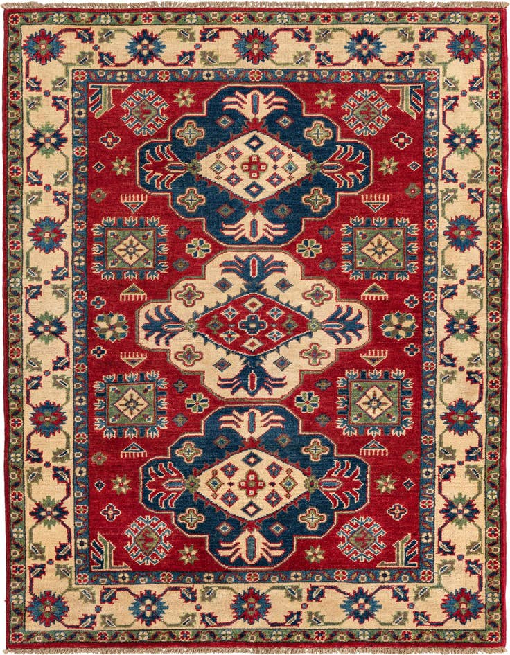 Detail image of 4' 1 x 6' 1 Hand Knotted Kazak Rug
