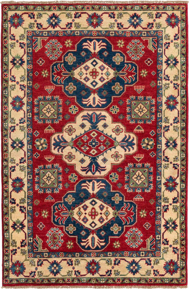 Detailansicht von 125cm x 185cm Handgeknüpft Kazak Teppich