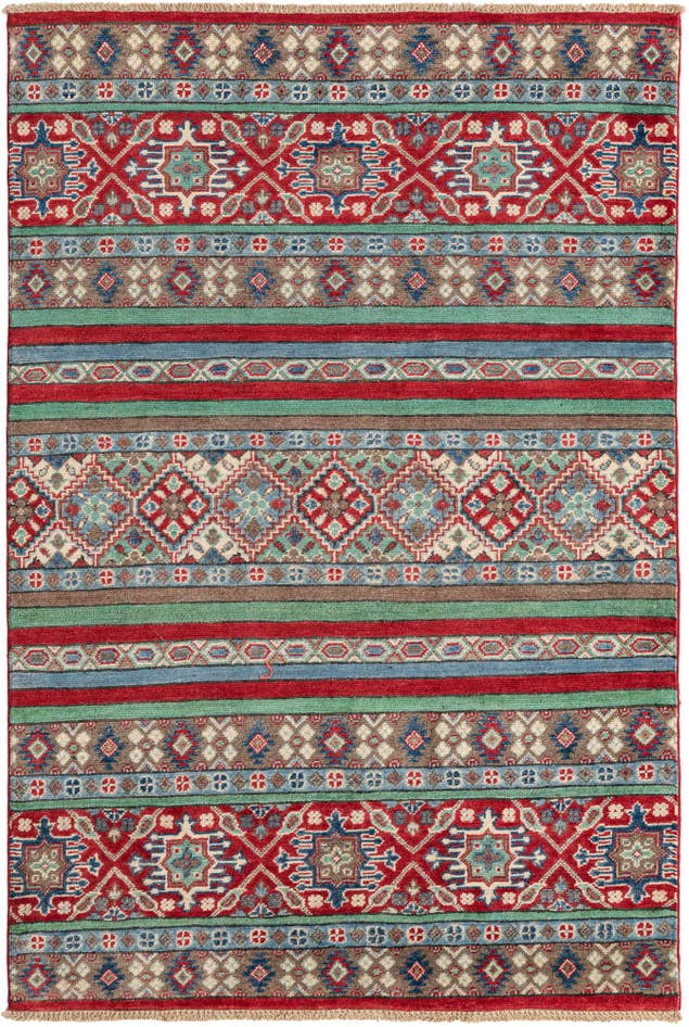 Detail image of 3' 10 x 5' 10 Hand Knotted Kazak Rug