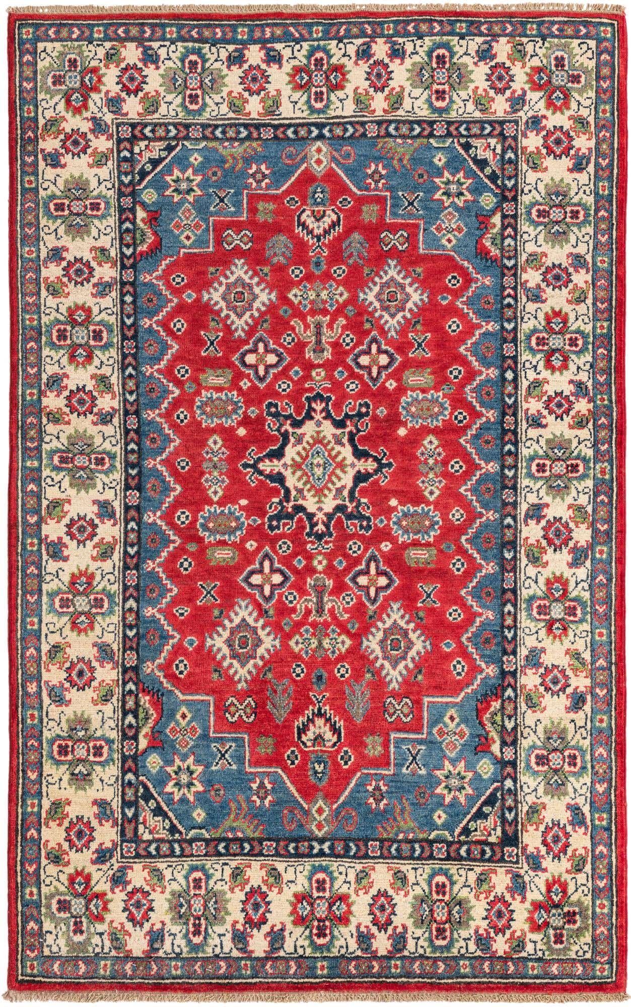 4' x 6' 3 Hand Knotted Kazak Rug