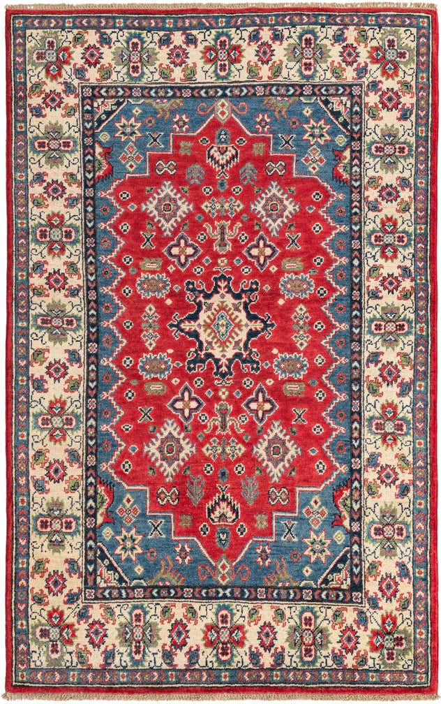 4' x 6' 3 Hand Knotted Kazak Rug