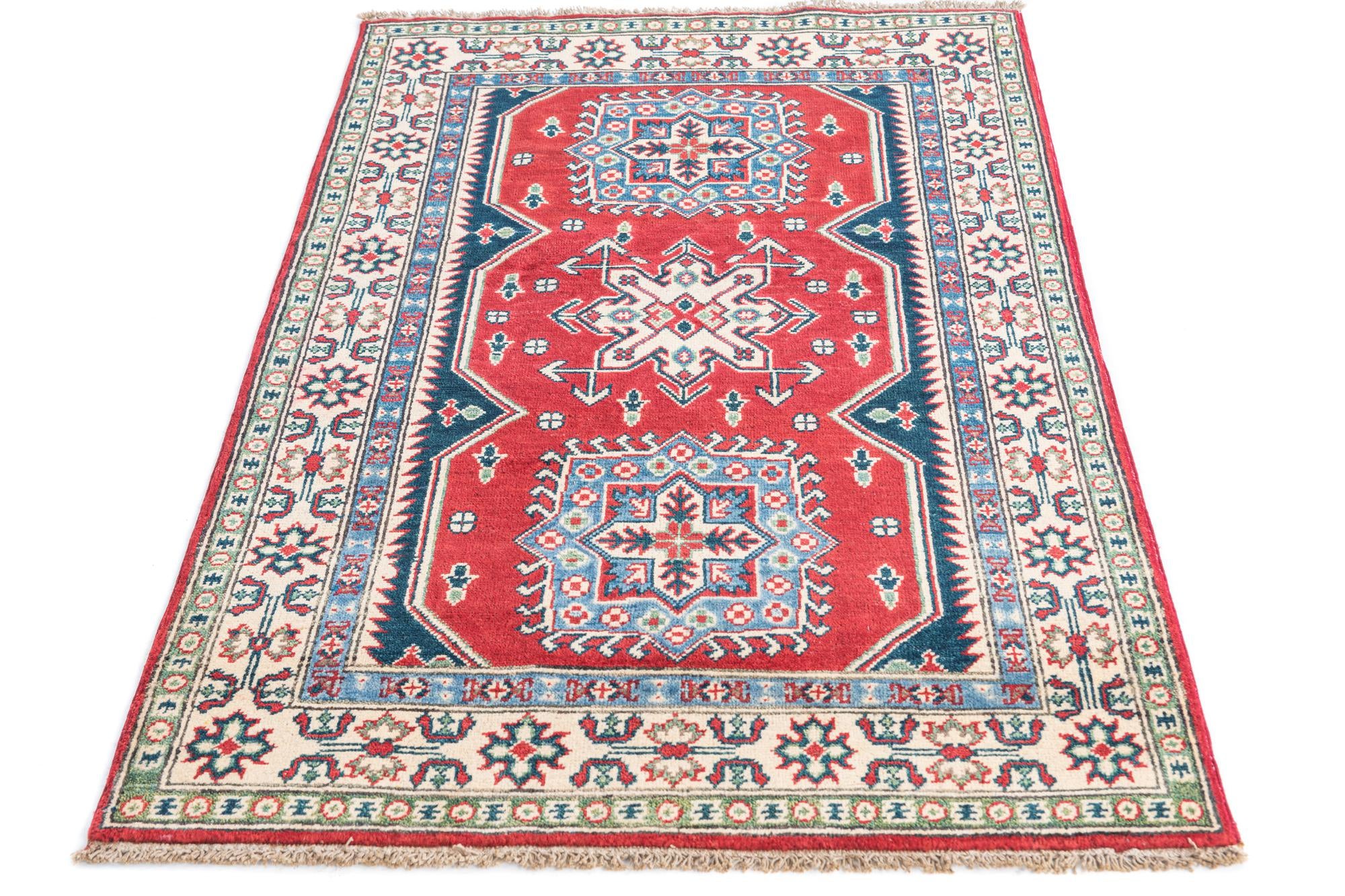 3' 4 x 5' 2 Hand Knotted Kazak Rug