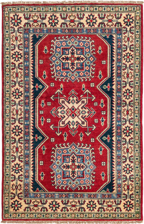 Detail image of 3' 4 x 5' 2 Hand Knotted Kazak Rug
