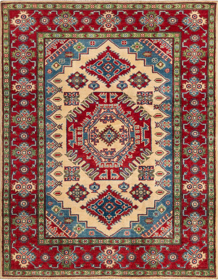 Detail image of 4' 1 x 6' 1 Hand Knotted Kazak Rug