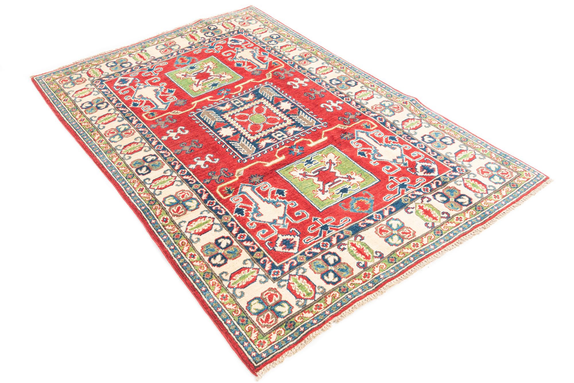 4' x 6' 1 Hand Knotted Kazak Rug
