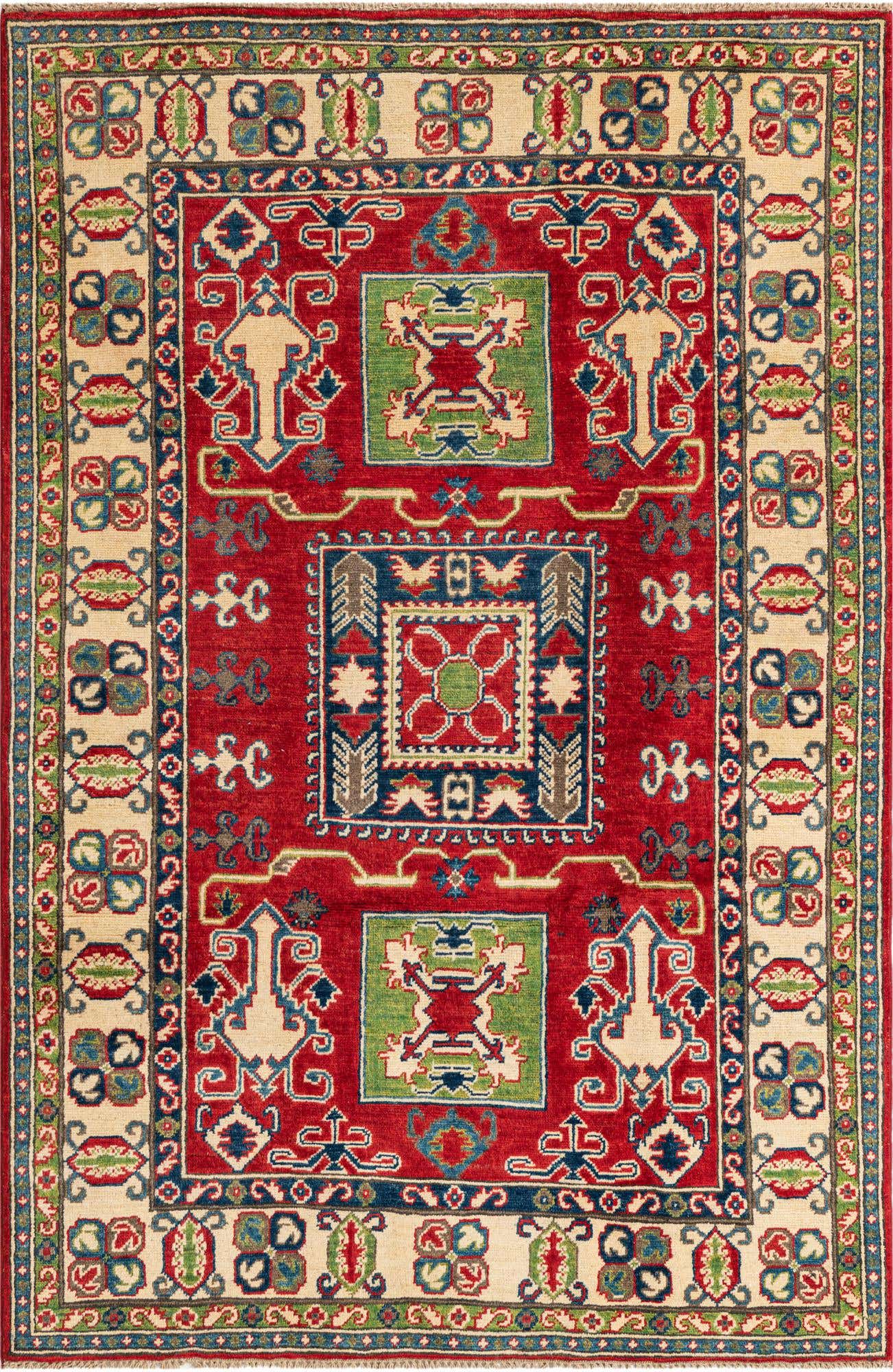 4' x 6' 1 Hand Knotted Kazak Rug