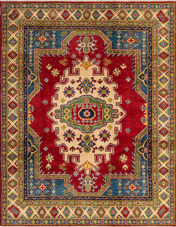 Detail image of 4' 2 x 6' 4 Hand Knotted Kazak Rug