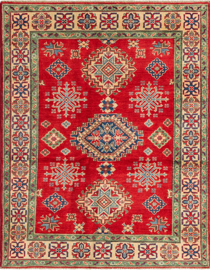 Detail image of 4' 1 x 6' 1 Hand Knotted Kazak Rug