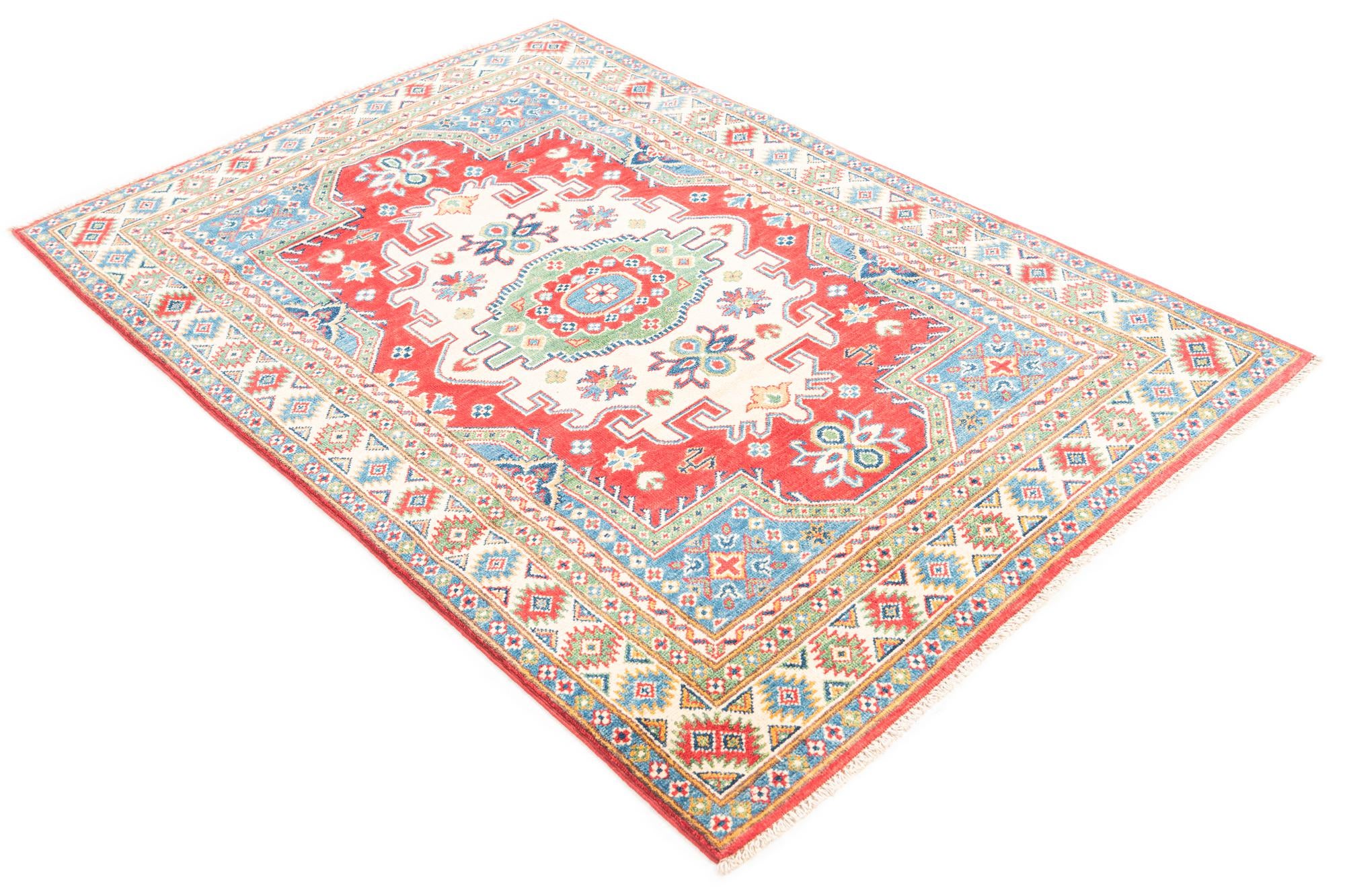 4' x 5' 8 Hand Knotted Kazak Rug