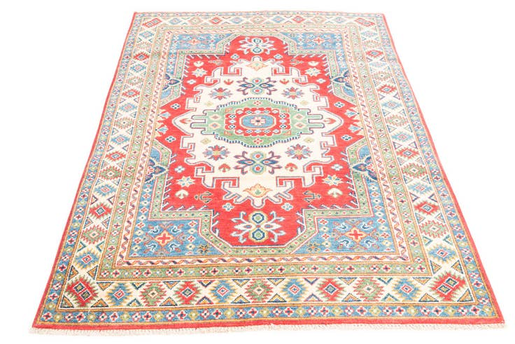 Detail image of 4' x 5' 8 Hand Knotted Kazak Rug