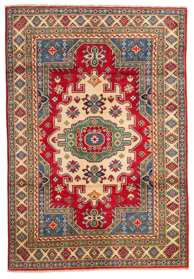 Detail image of 4' x 5' 8 Hand Knotted Kazak Rug