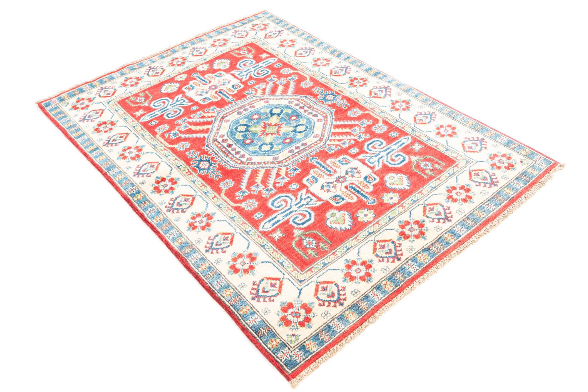 4' x 5' 4 Hand Knotted Kazak Rug