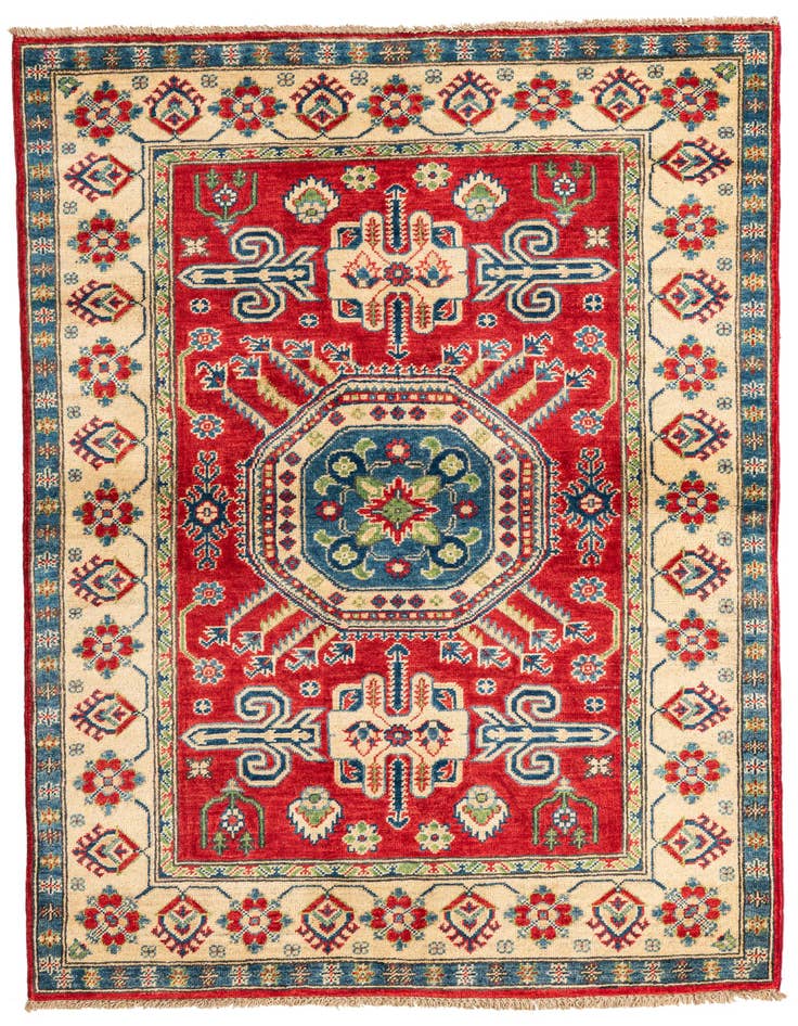 Detail image of 4' x 5' 4 Hand Knotted Kazak Rug