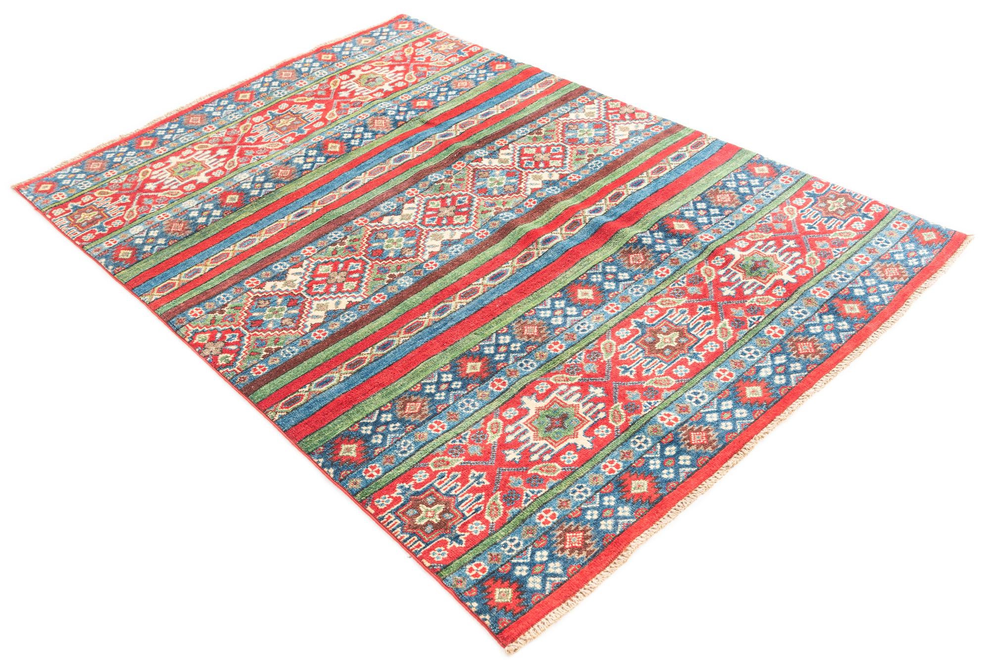 4' 2 x 5' 10 Hand Knotted Kazak Rug