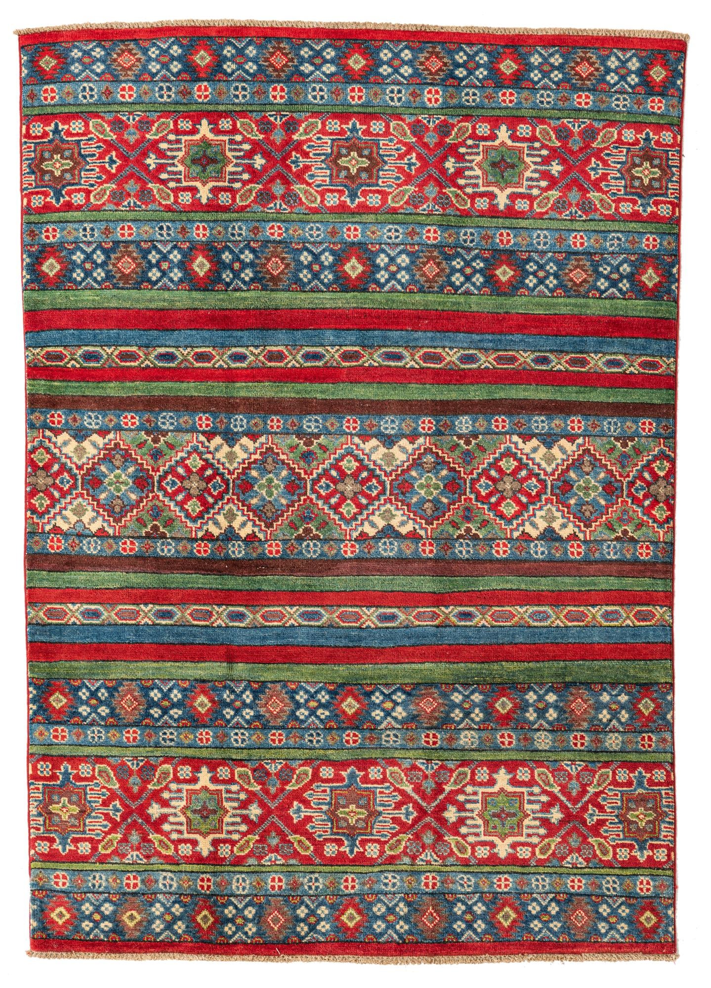 4' 2 x 5' 10 Hand Knotted Kazak Rug