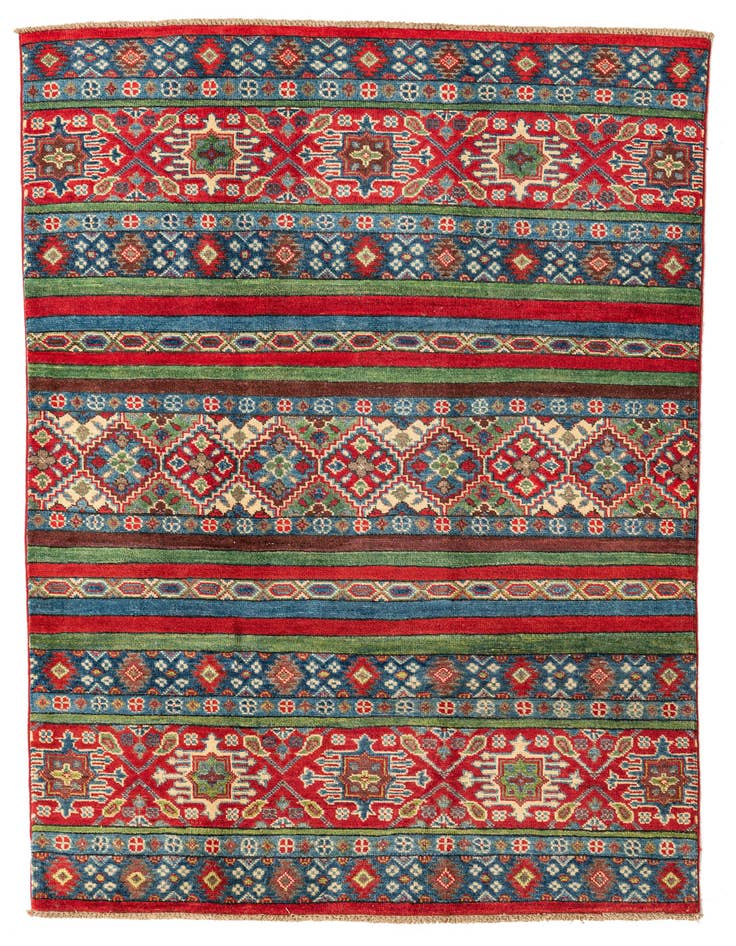 Detail image of 4' 2 x 5' 10 Hand Knotted Kazak Rug