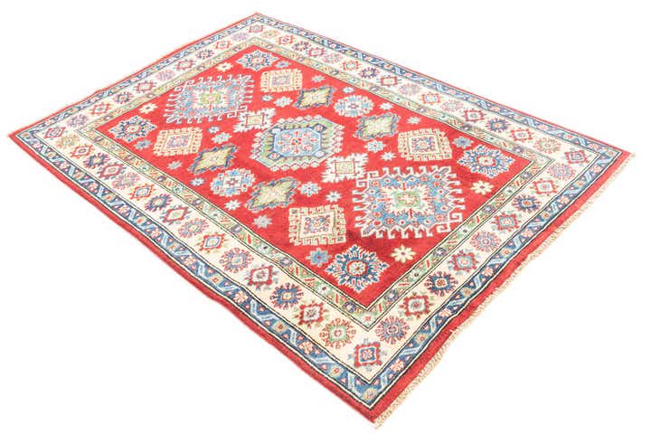 4' x 5' 7 Hand Knotted Kazak Rug