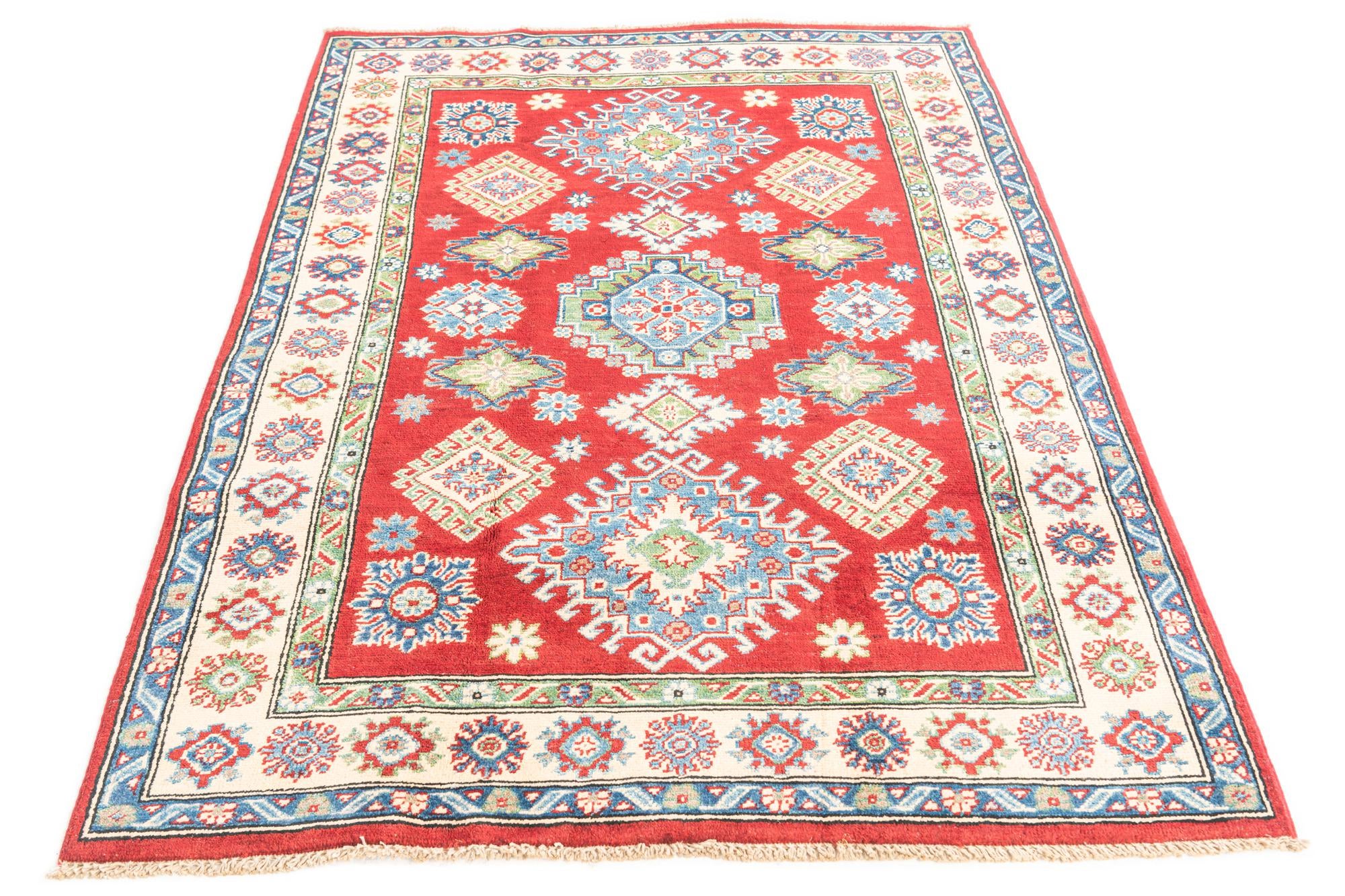 4' x 5' 7 Hand Knotted Kazak Rug