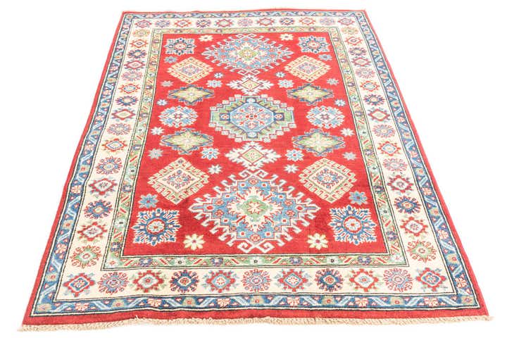 4' x 5' 7 Hand Knotted Kazak Rug