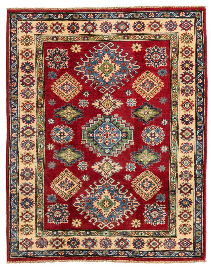 Detail image of 4' x 5' 7 Hand Knotted Kazak Rug