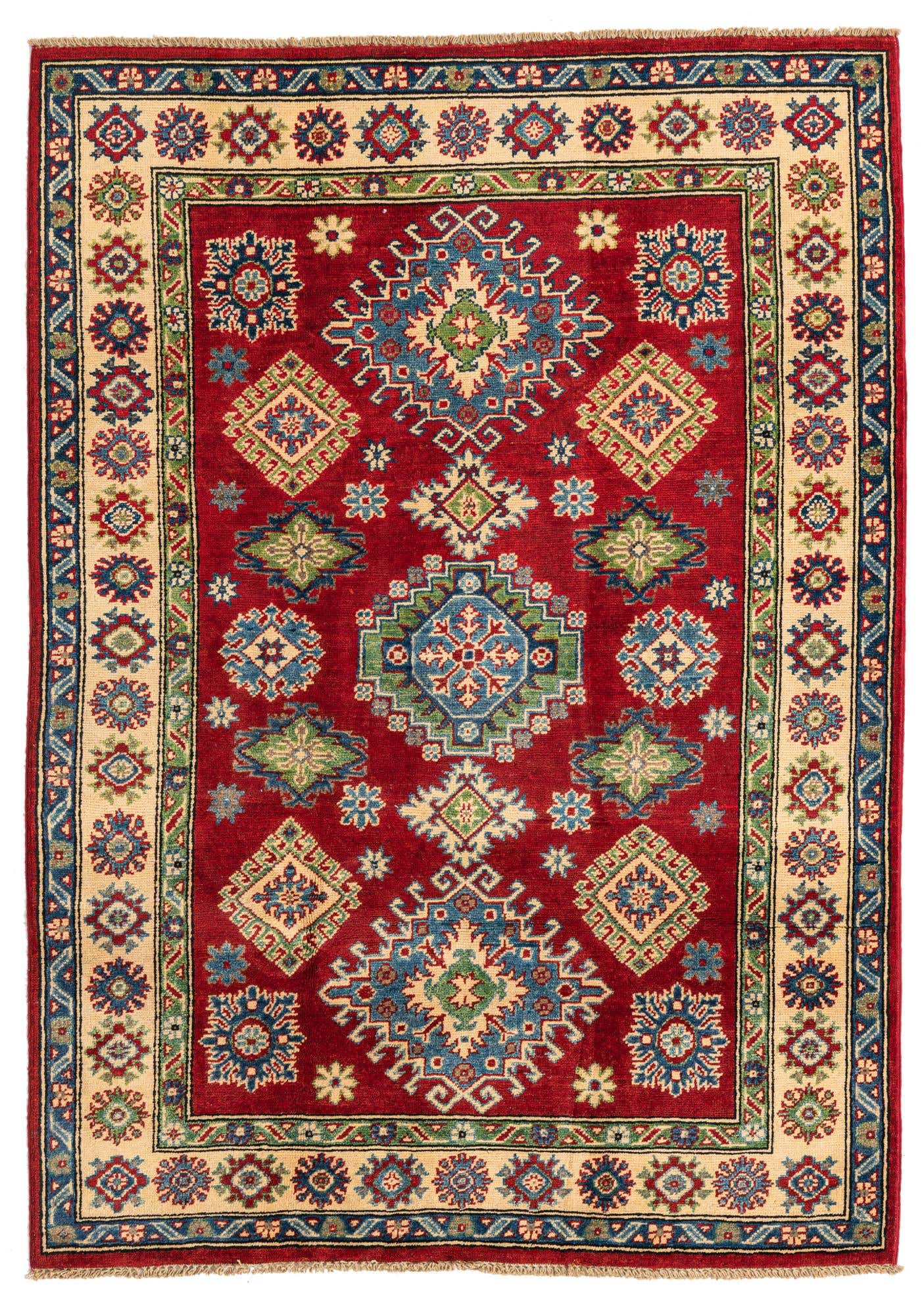 4' x 5' 7 Hand Knotted Kazak Rug