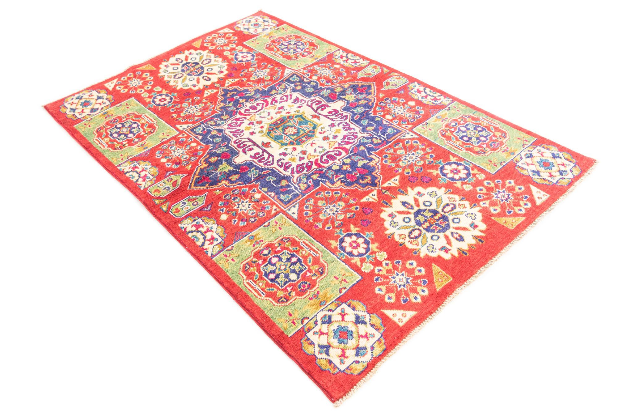 4' 1 x 6' 1 Hand Knotted Kazak Rug