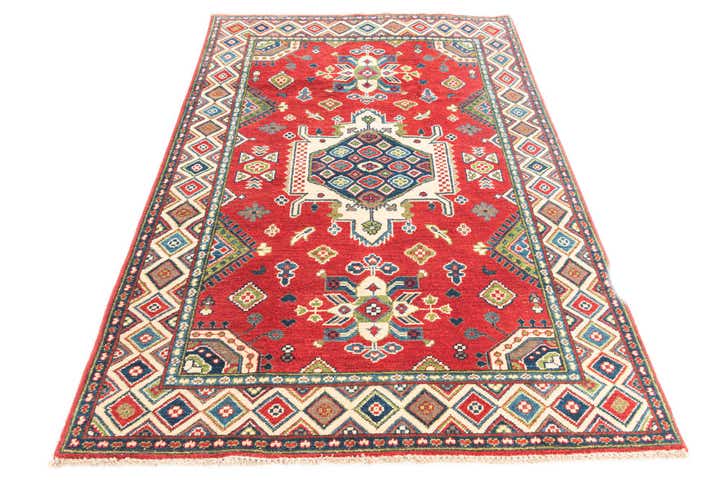 4' x 6' 4 Hand Knotted Kazak Rug
