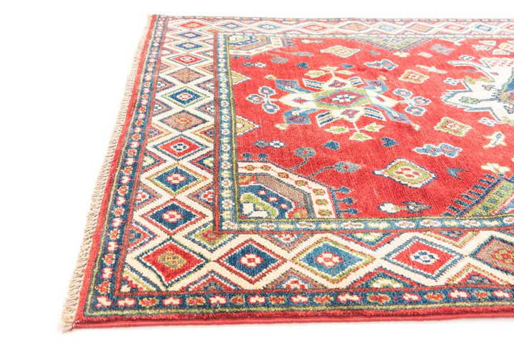 4' x 6' 4 Hand Knotted Kazak Rug