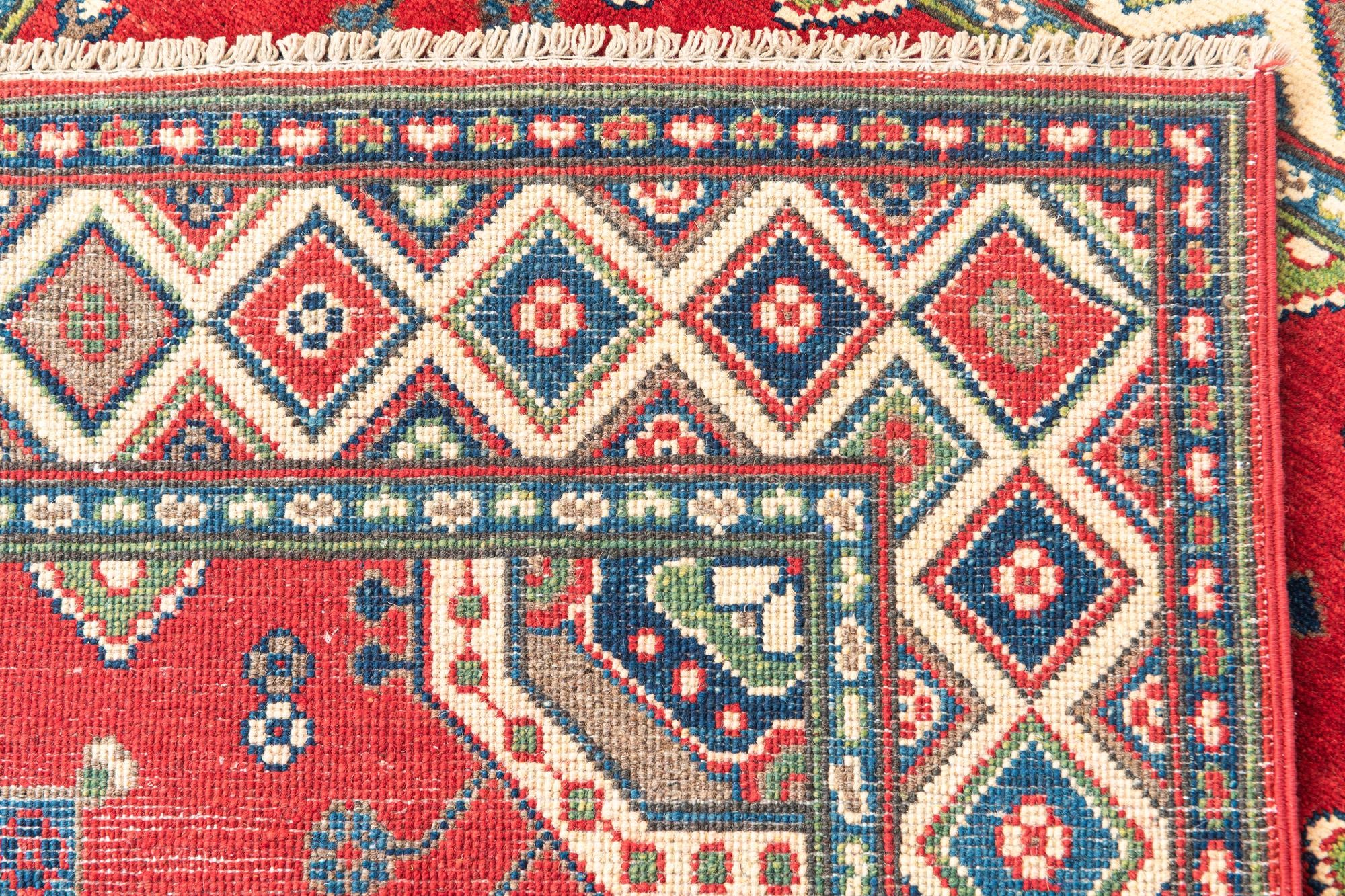 4' x 6' 4 Hand Knotted Kazak Rug