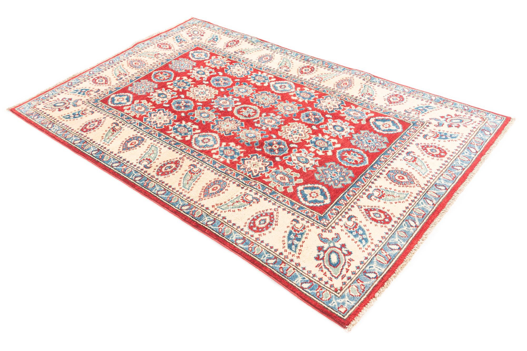 4' x 6' 4 Hand Knotted Kazak Rug