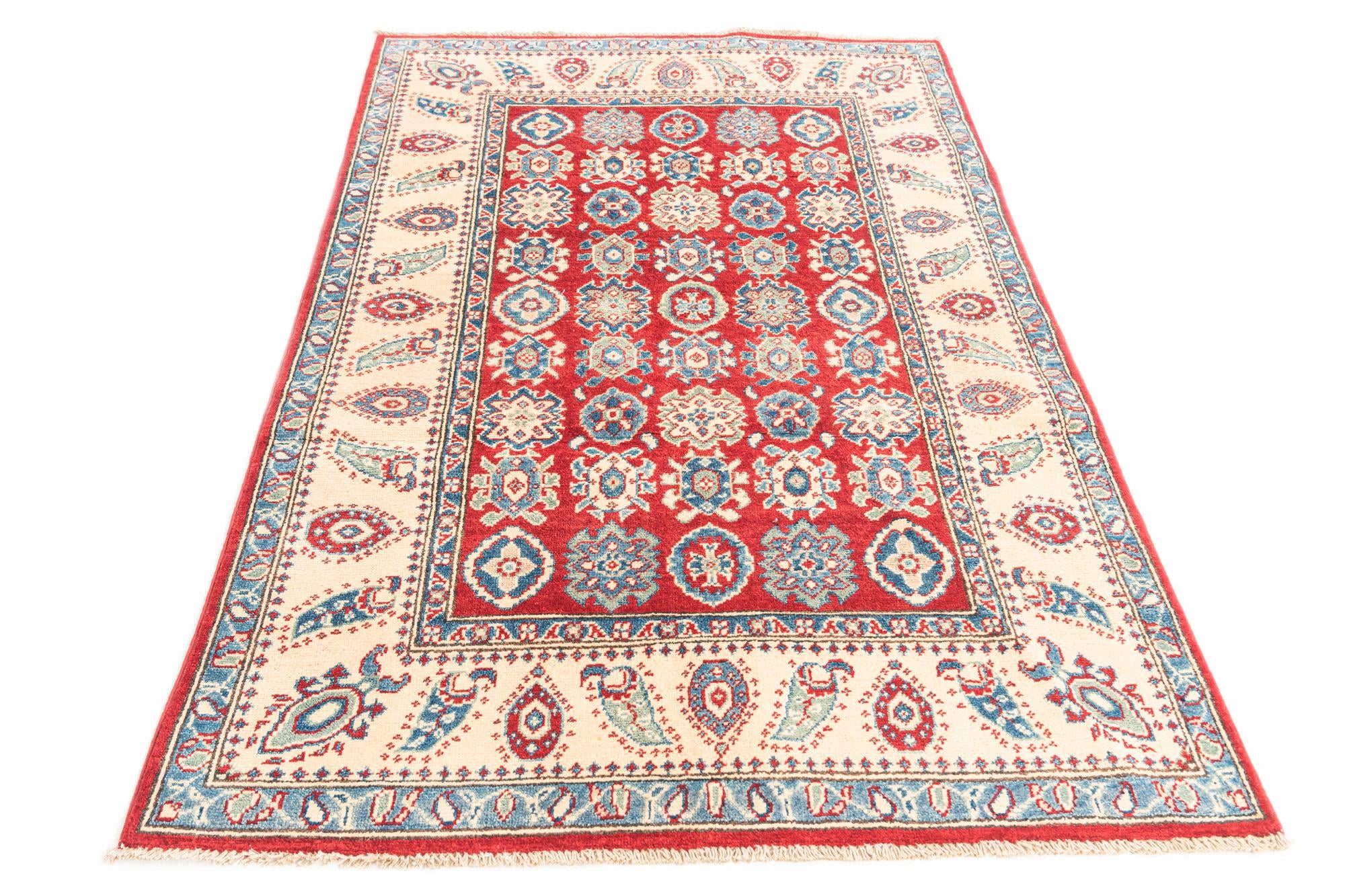 4' x 6' 4 Hand Knotted Kazak Rug