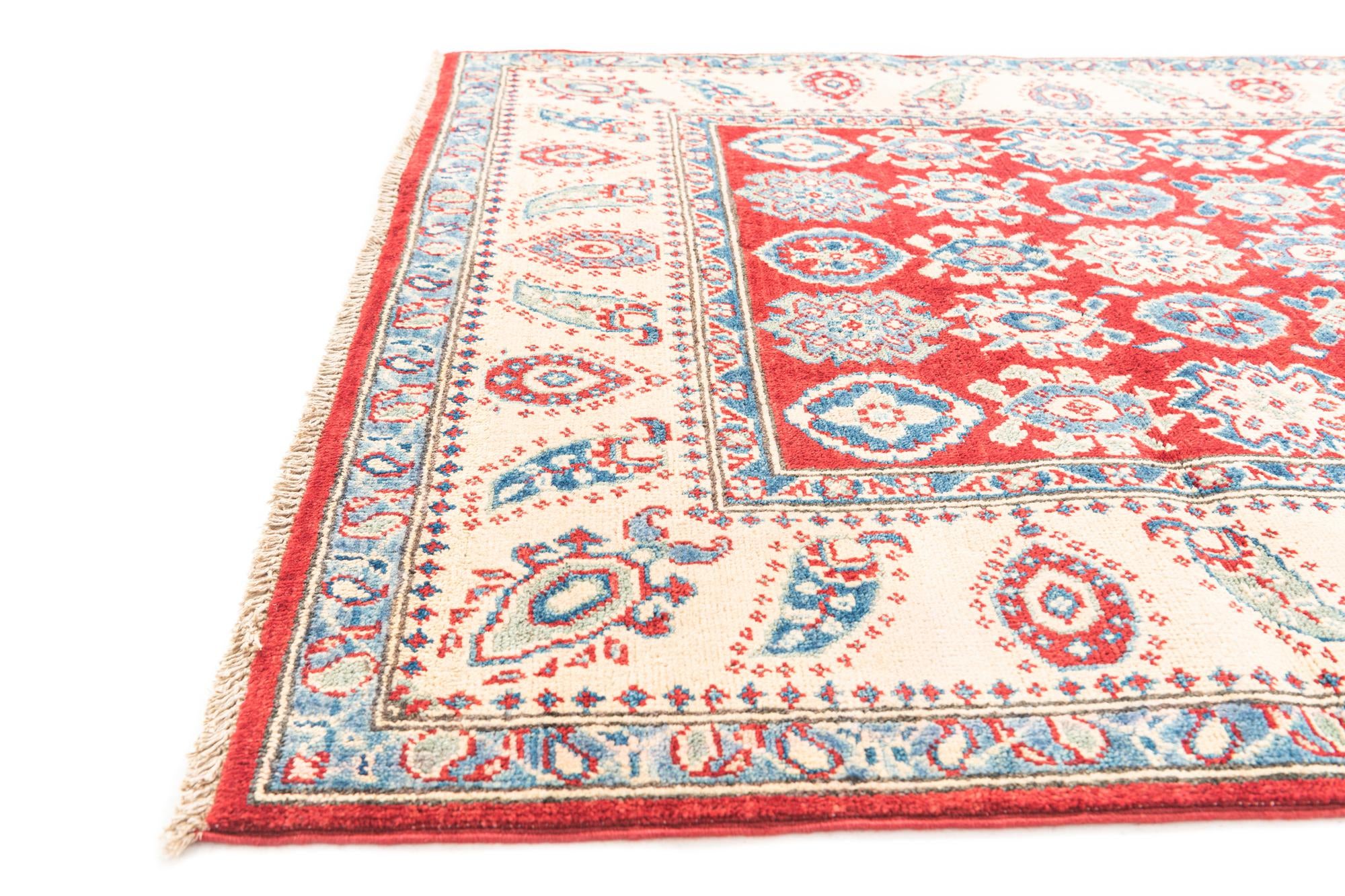 4' x 6' 4 Hand Knotted Kazak Rug