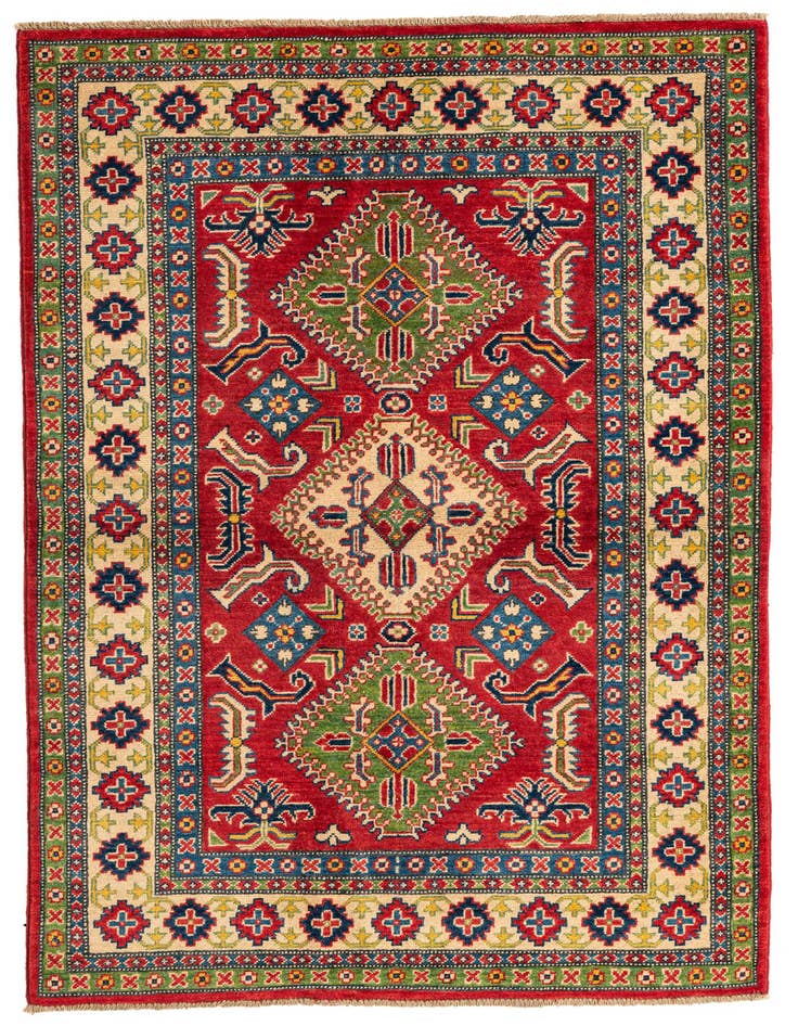 Detail image of 4' 1 x 6' 1 Hand Knotted Kazak Rug