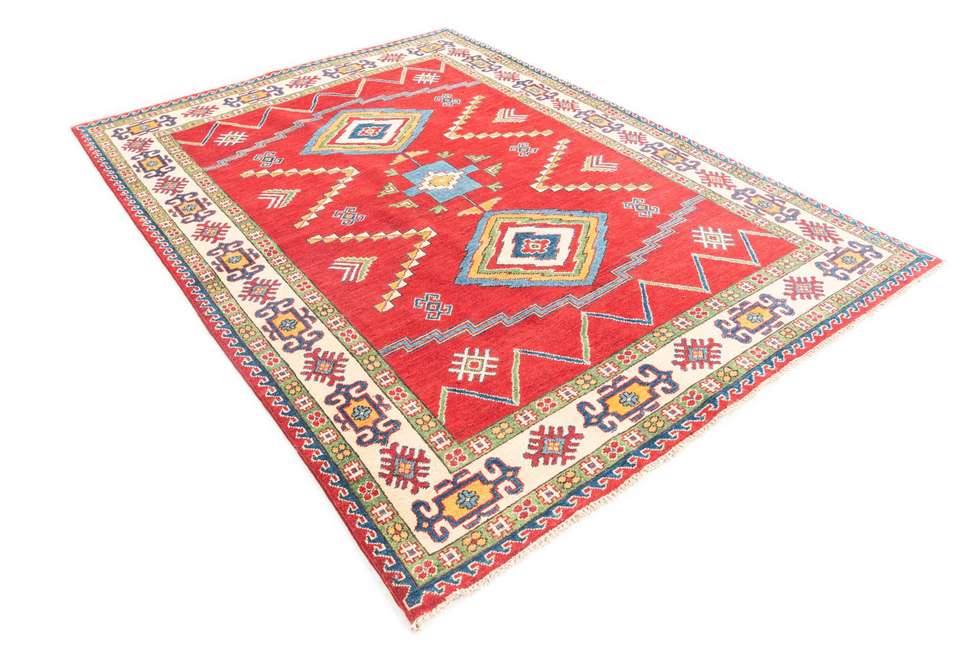 5' 8 x 8' Hand Knotted Kazak Rug