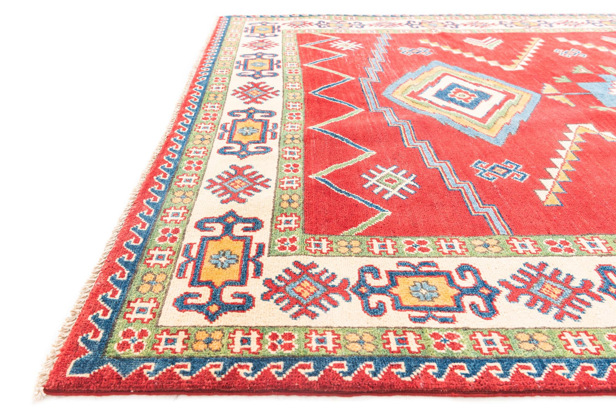 5' 8 x 8' Hand Knotted Kazak Rug