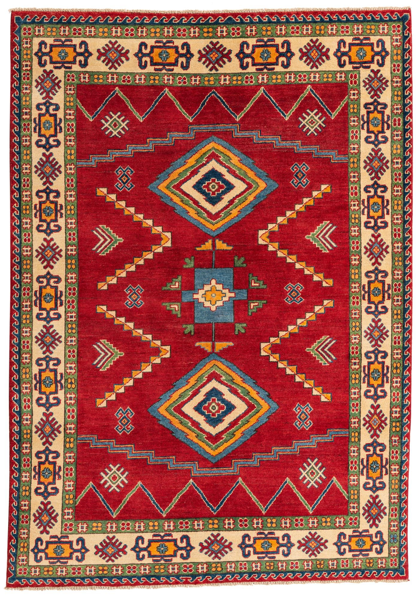 5' 8 x 8' Hand Knotted Kazak Rug