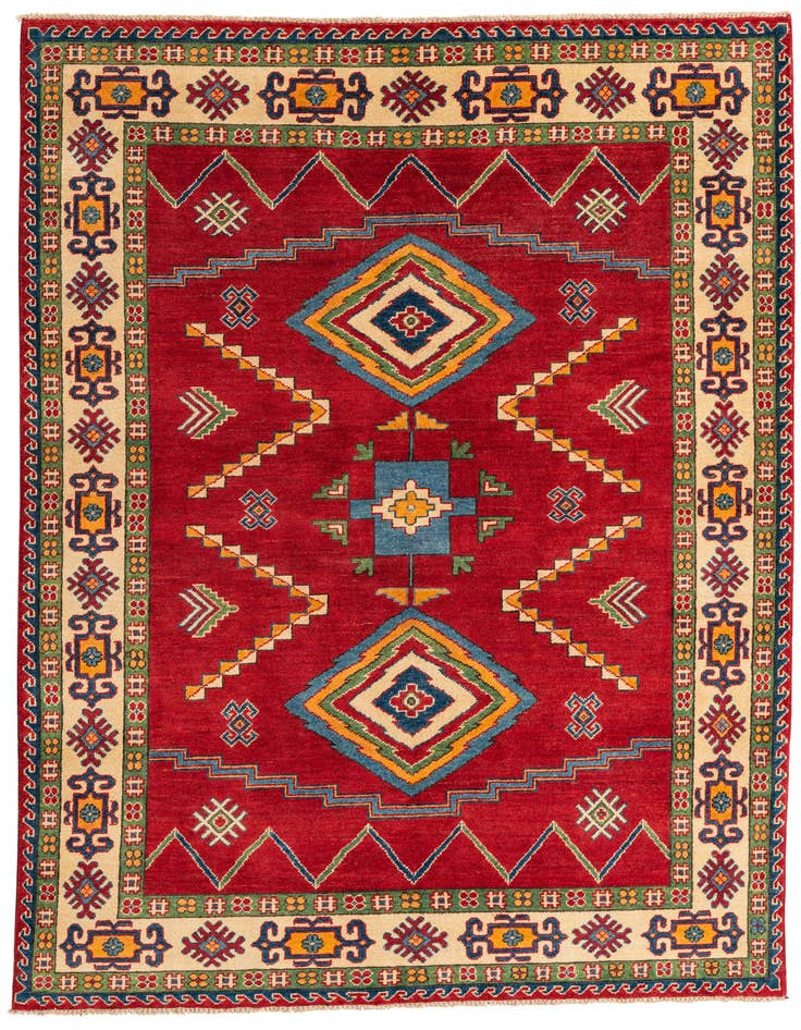 Detail image of 5' 8 x 8' Hand Knotted Kazak Rug