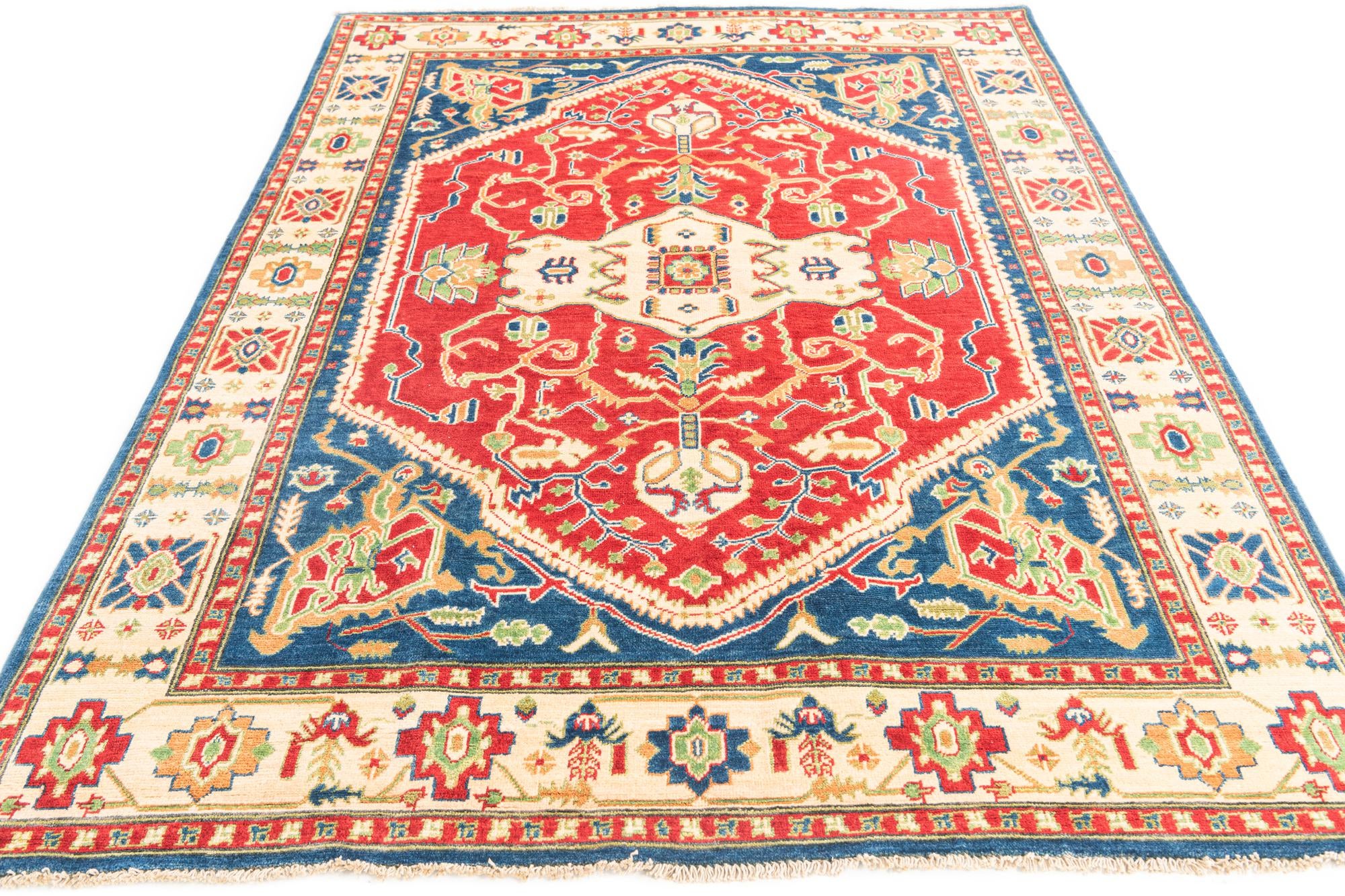 5' 7 x 8' Hand Knotted Kazak Rug