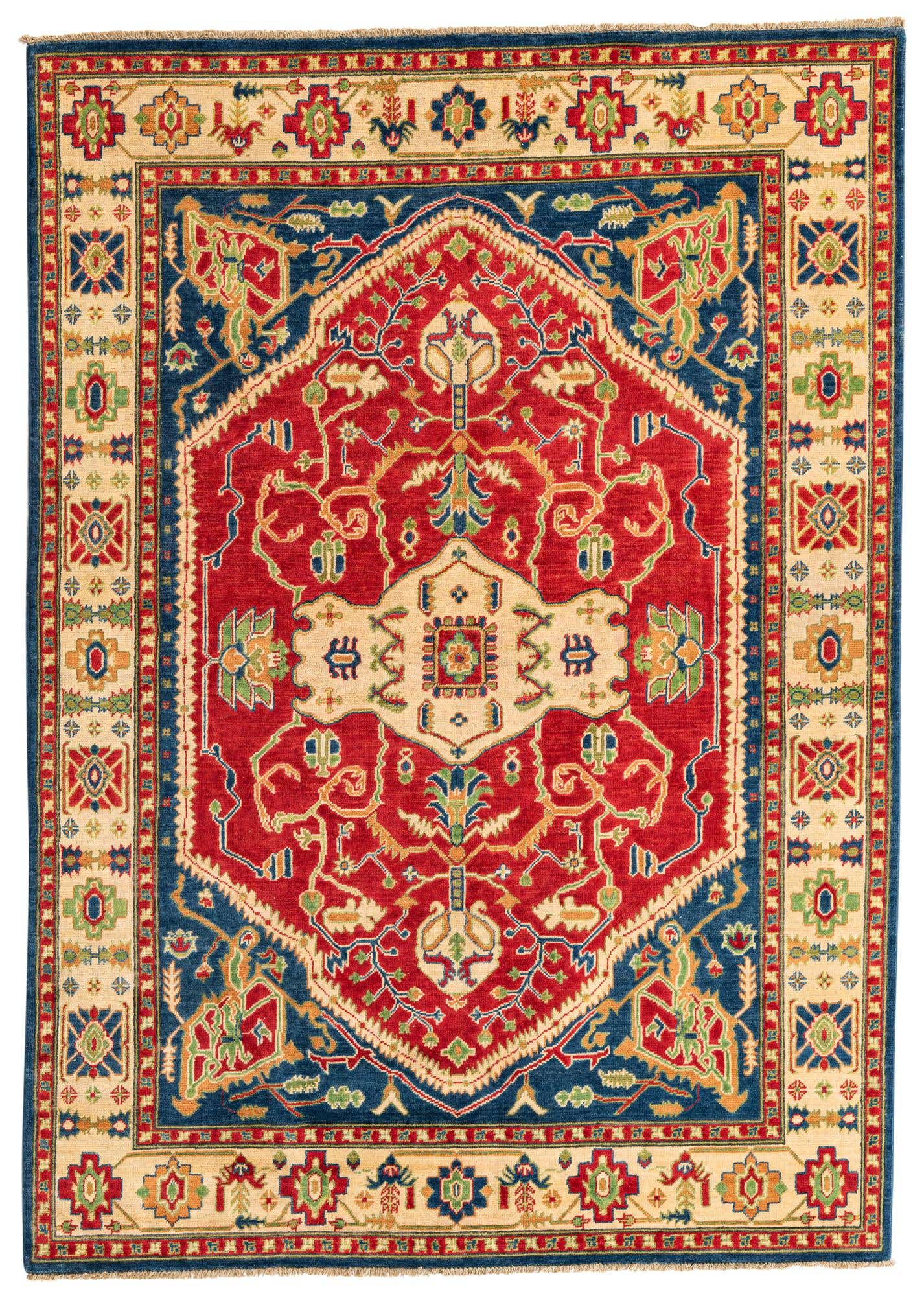 5' 7 x 8' Hand Knotted Kazak Rug