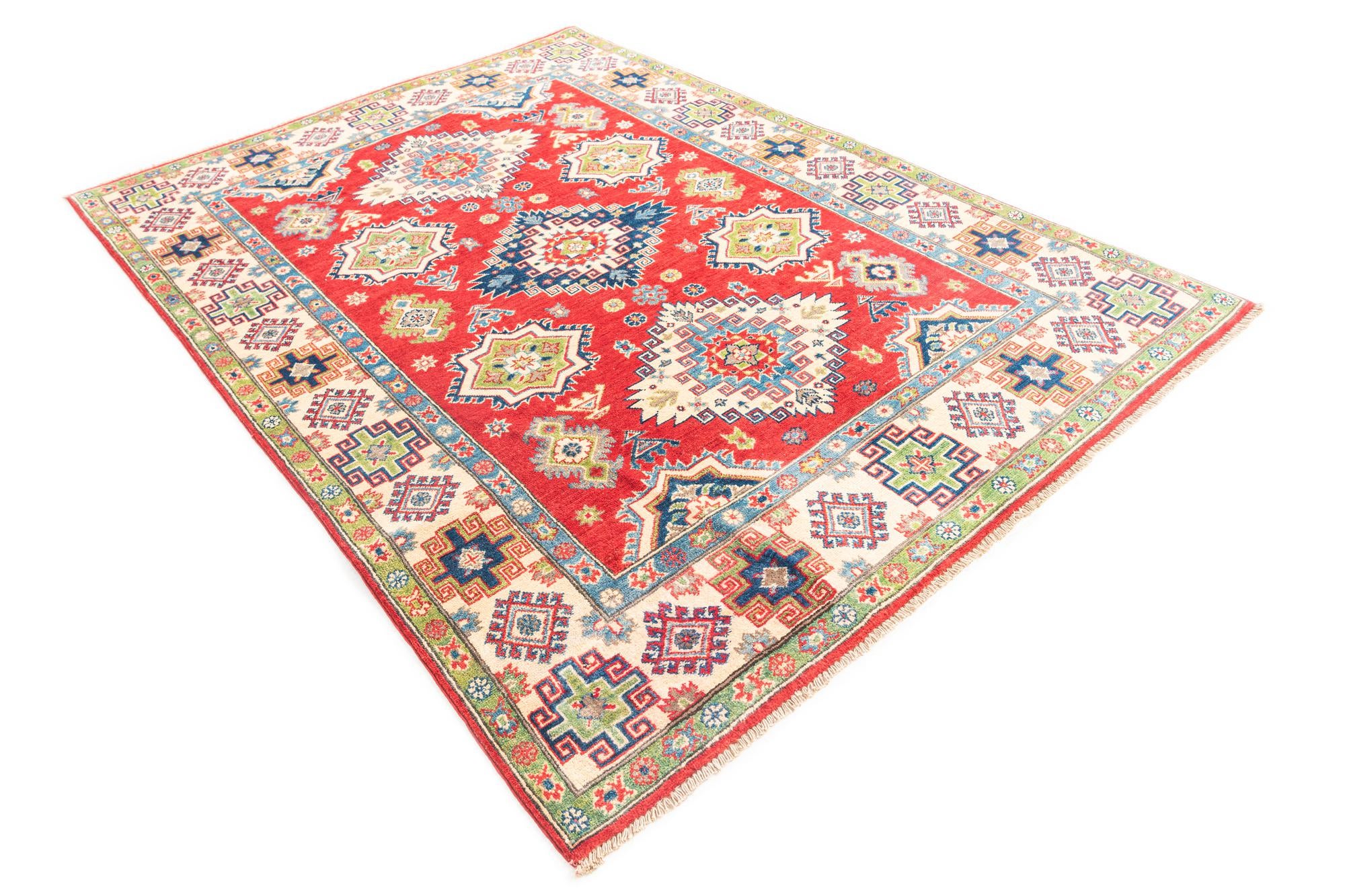 5' 8 x 8' Hand Knotted Kazak Rug