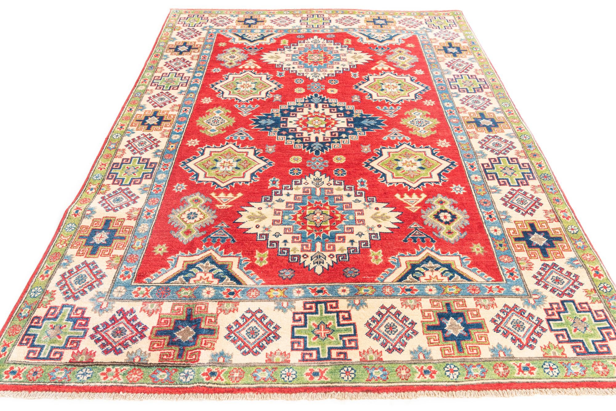 5' 8 x 8' Hand Knotted Kazak Rug