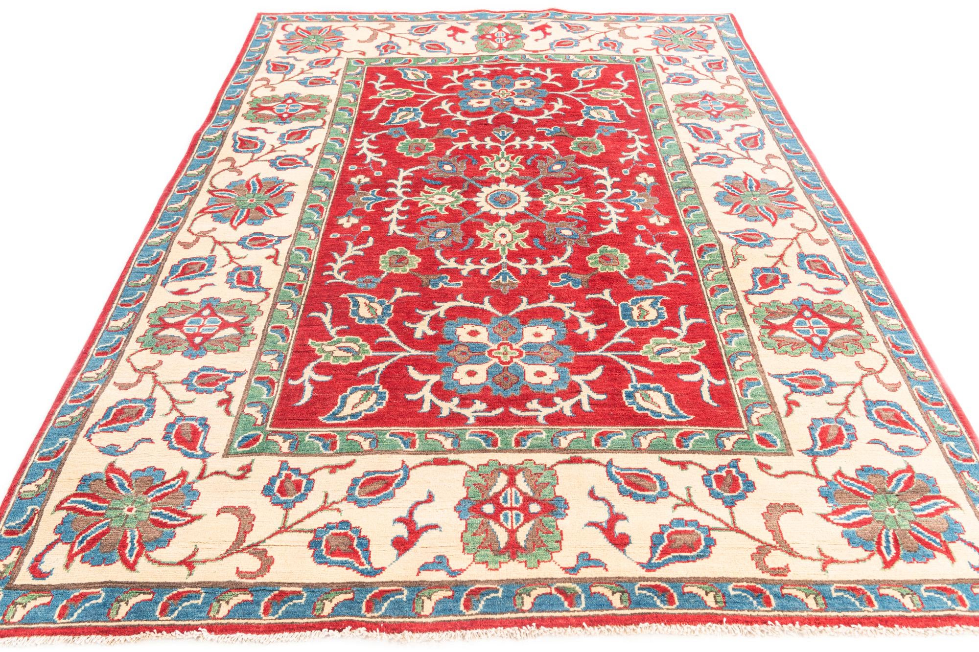 5' 7 x 8' Hand Knotted Kazak Rug