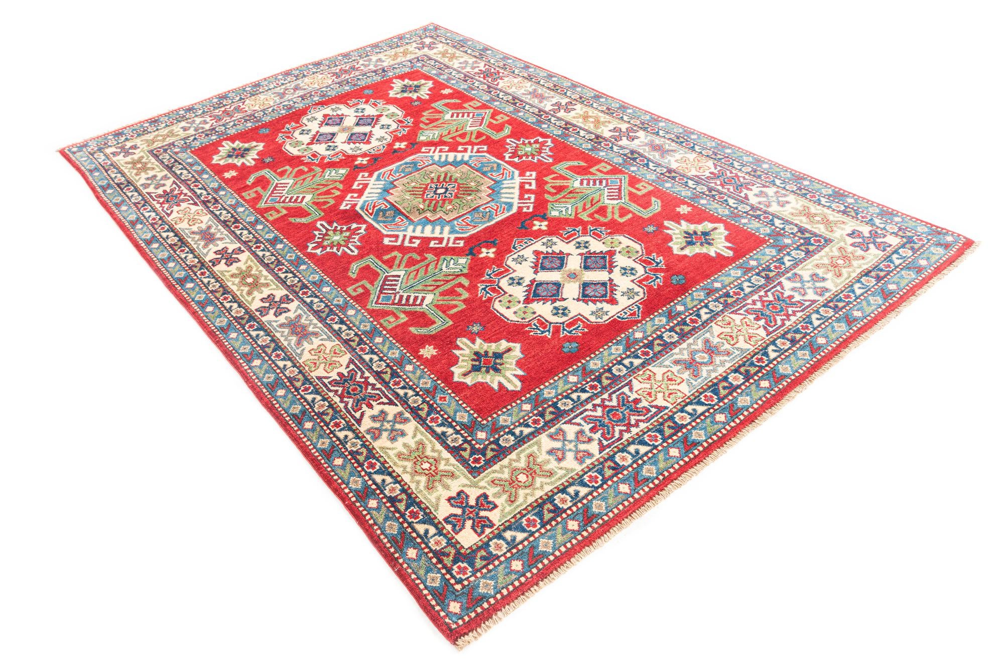 165cm x 235cm anudado a mano Kazak Alfombra
