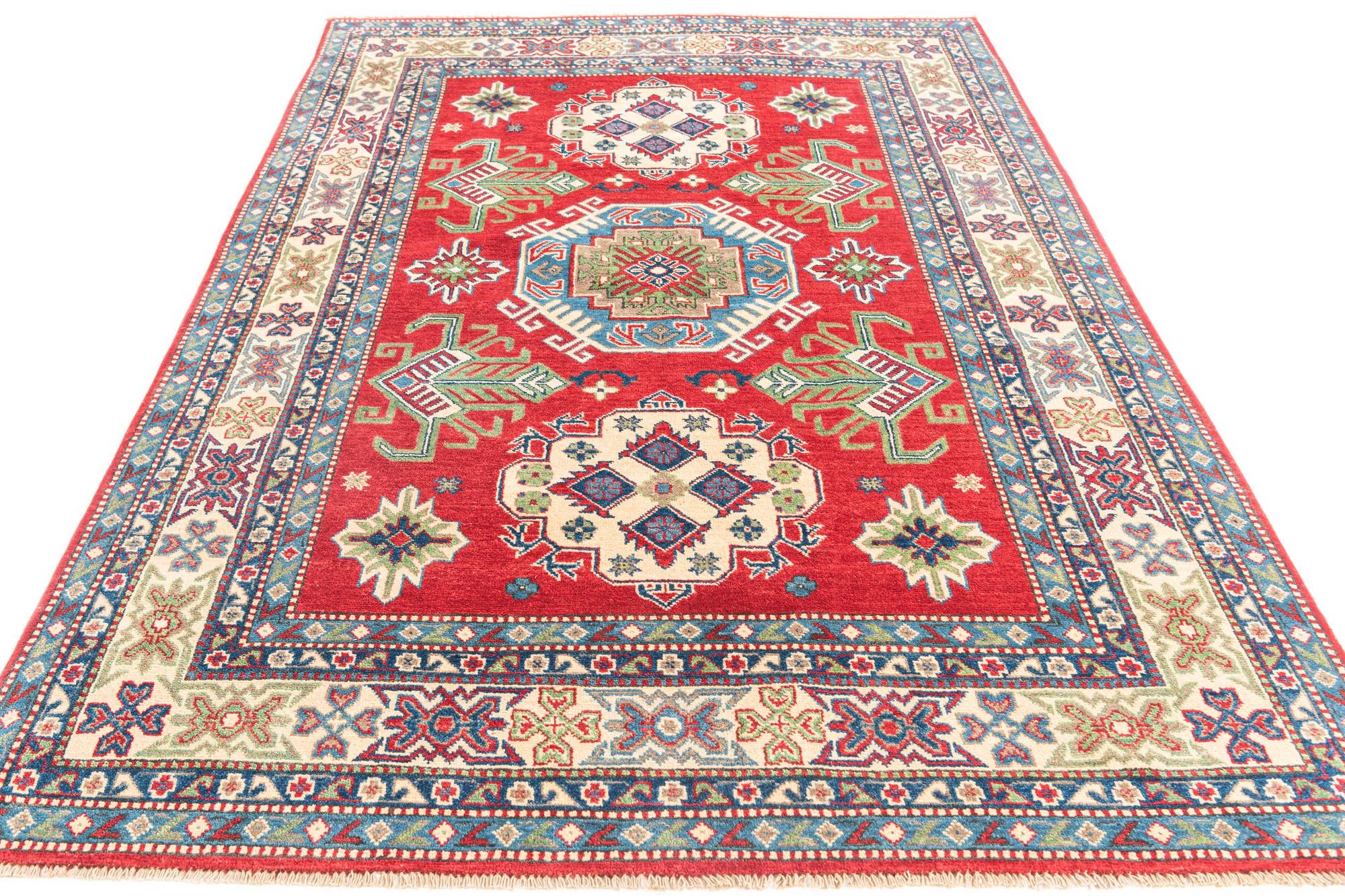 165cm x 235cm anudado a mano Kazak Alfombra