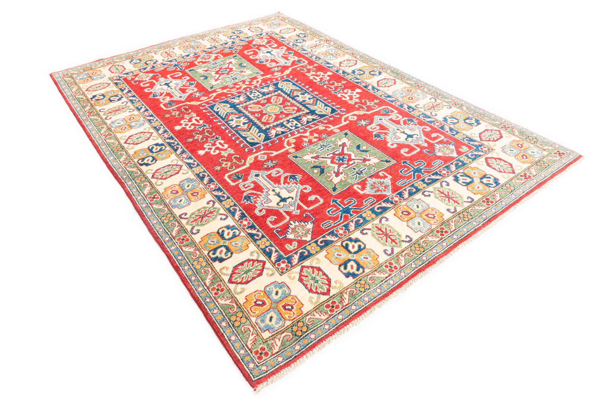5' 8 x 8' Hand Knotted Kazak Rug