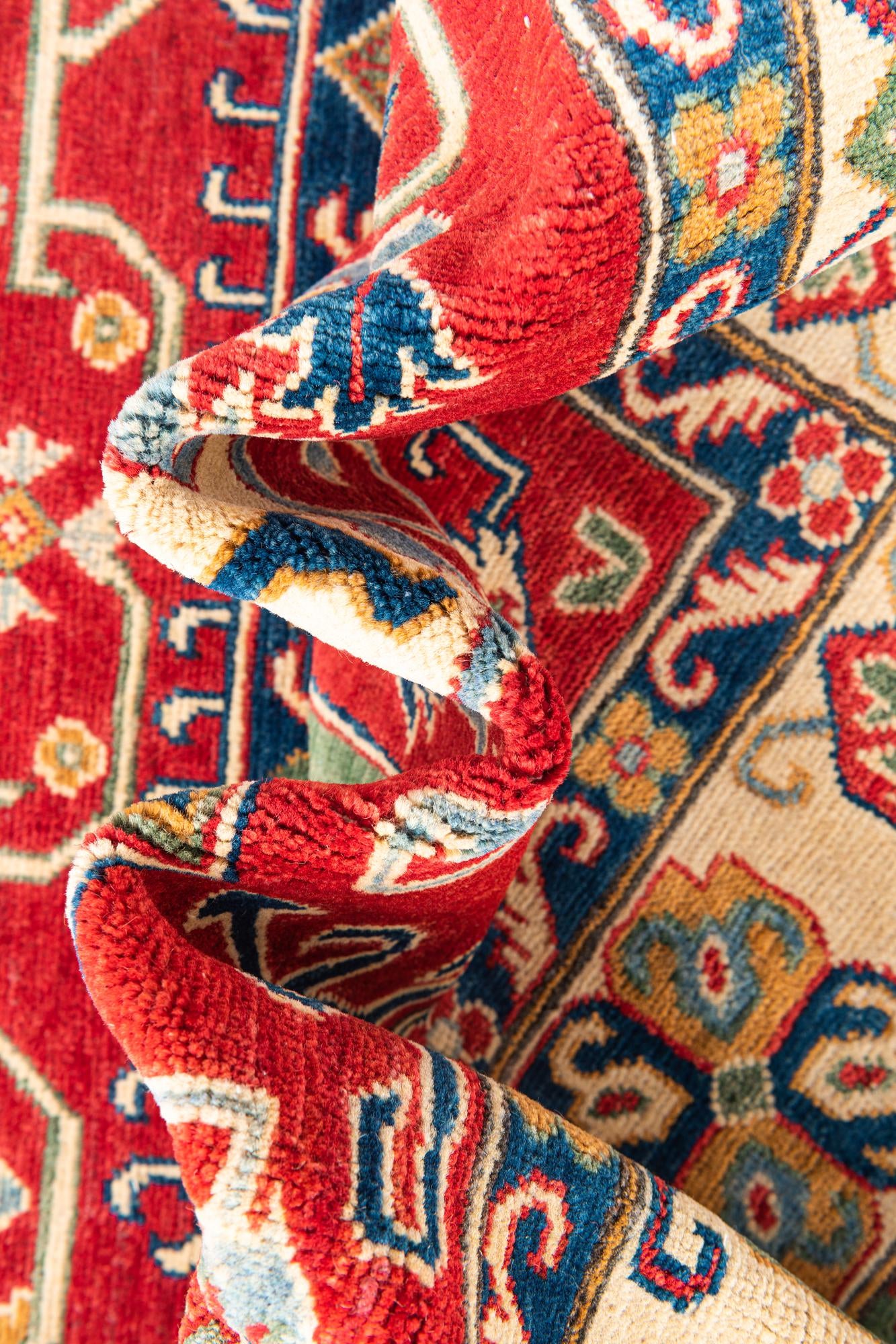 5' 8 x 8' Hand Knotted Kazak Rug
