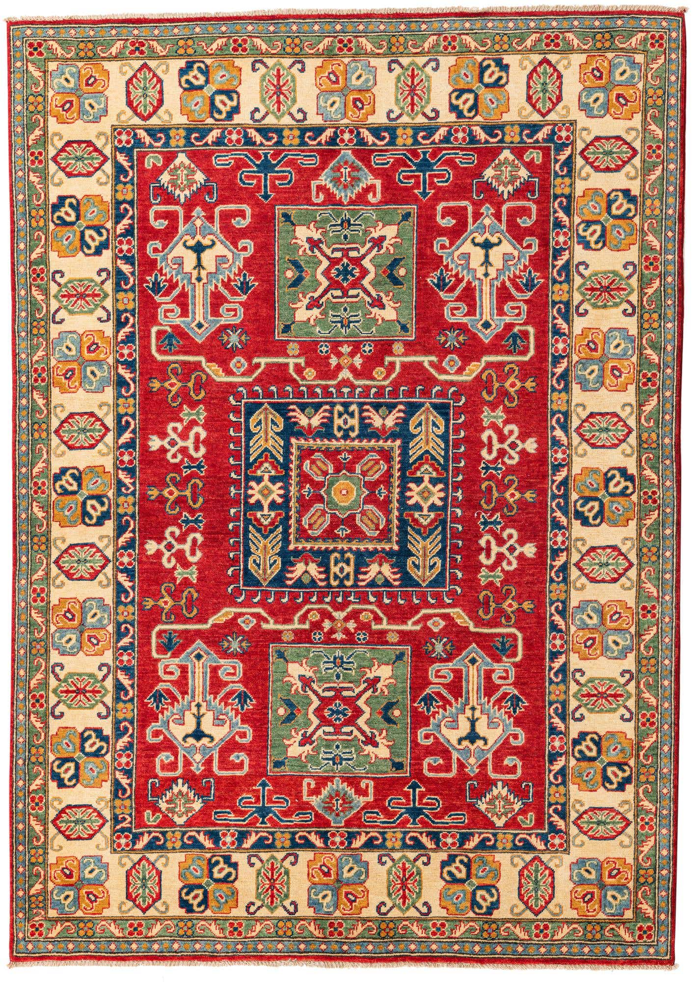 5' 8 x 8' Hand Knotted Kazak Rug