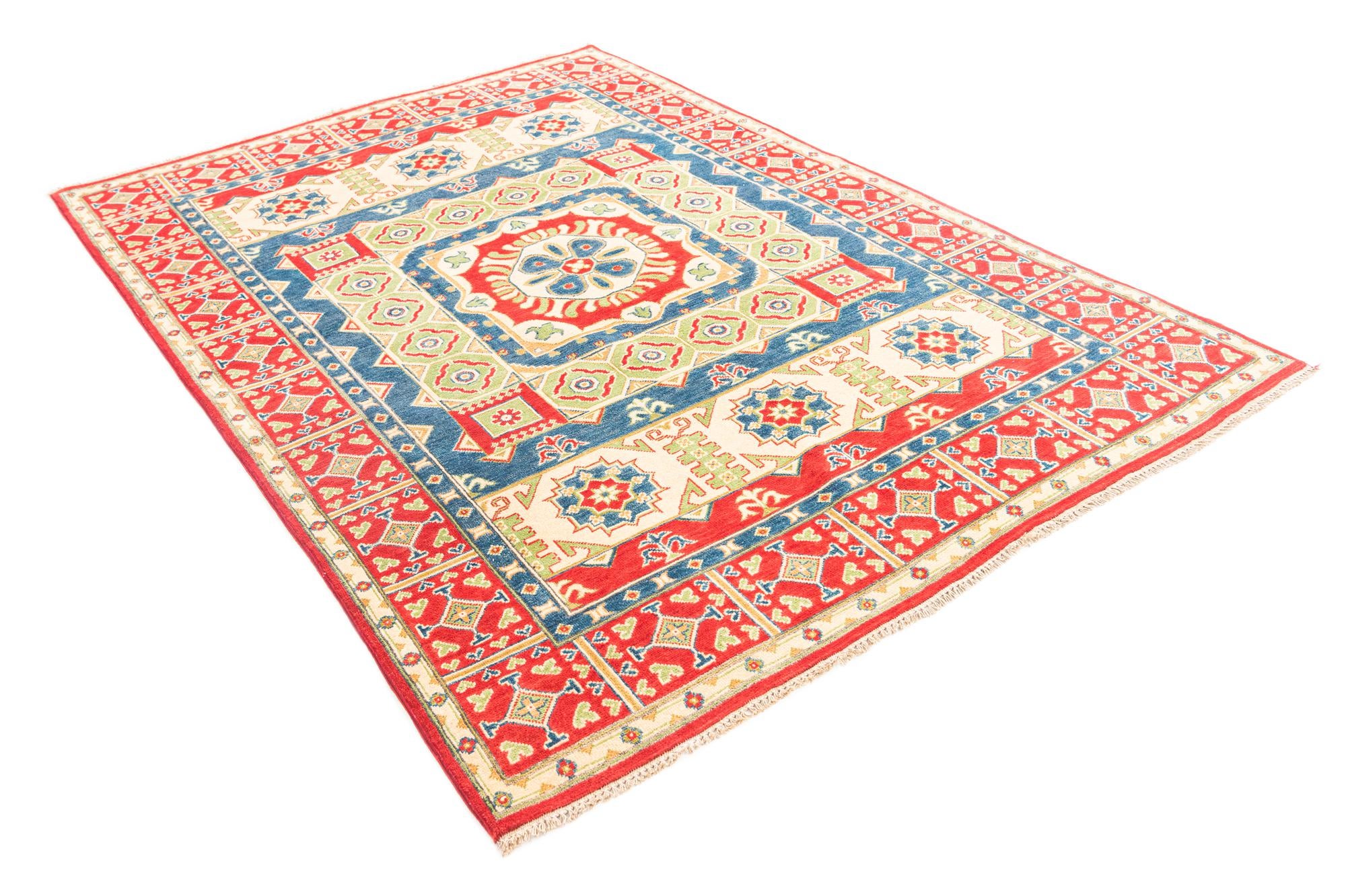 5' 5 x 8' Hand Knotted Kazak Rug
