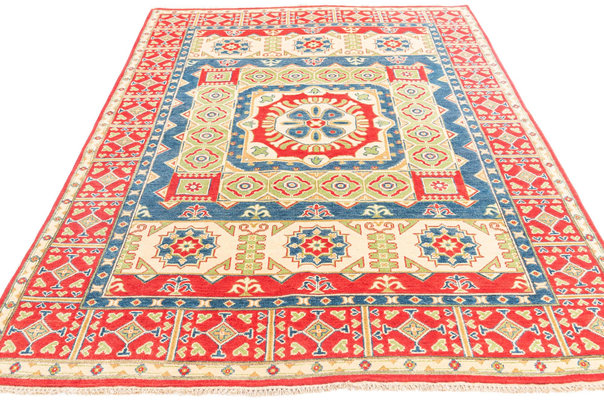 5' 5 x 8' Hand Knotted Kazak Rug