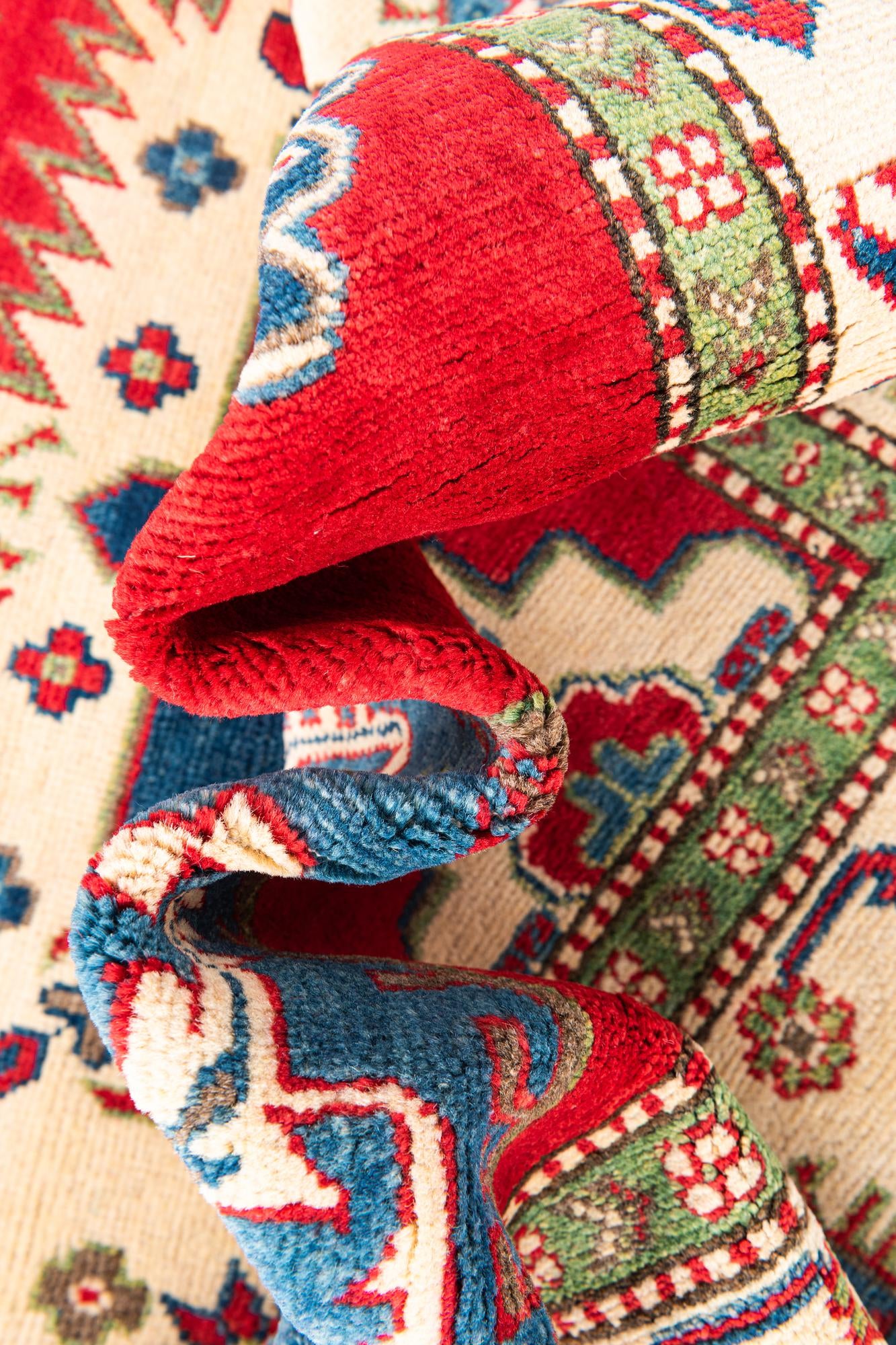 5' 7 x 8' 3 Hand Knotted Kazak Rug